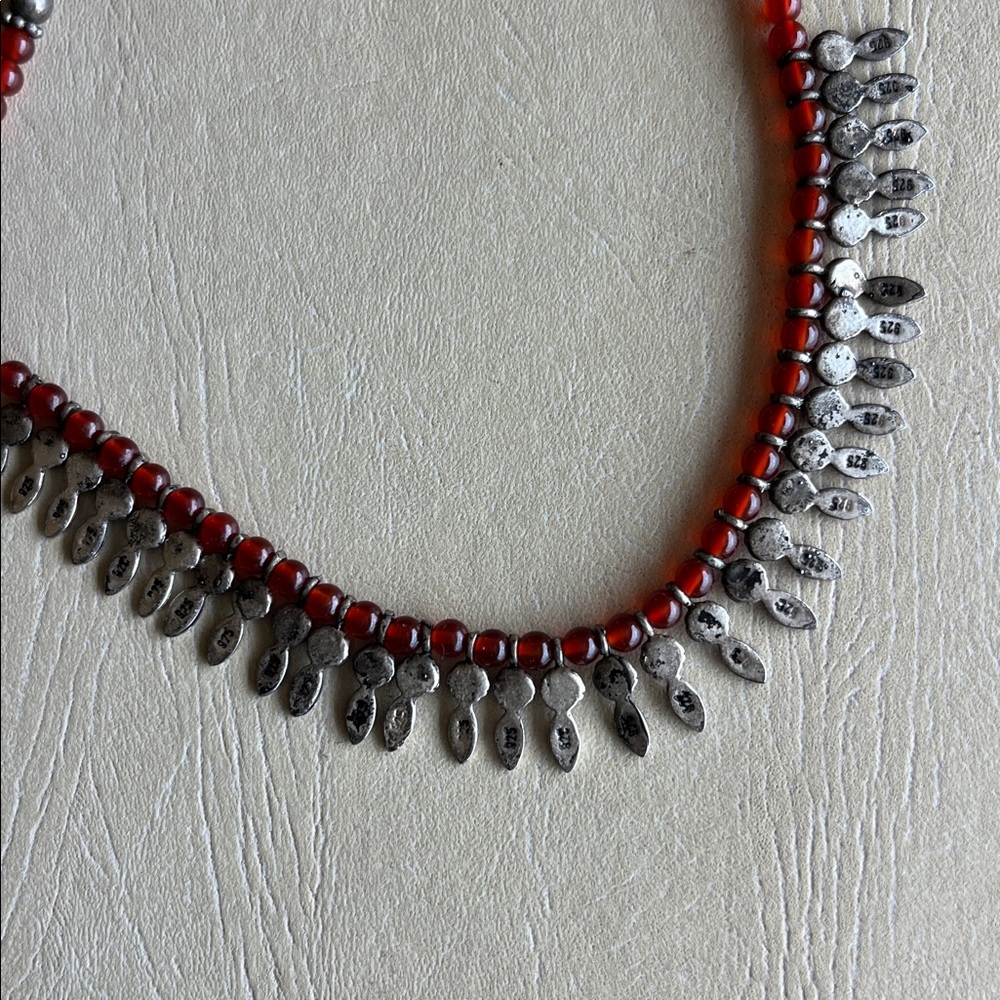 Red and Silver Beaded Necklace - Picture 3 of 4
